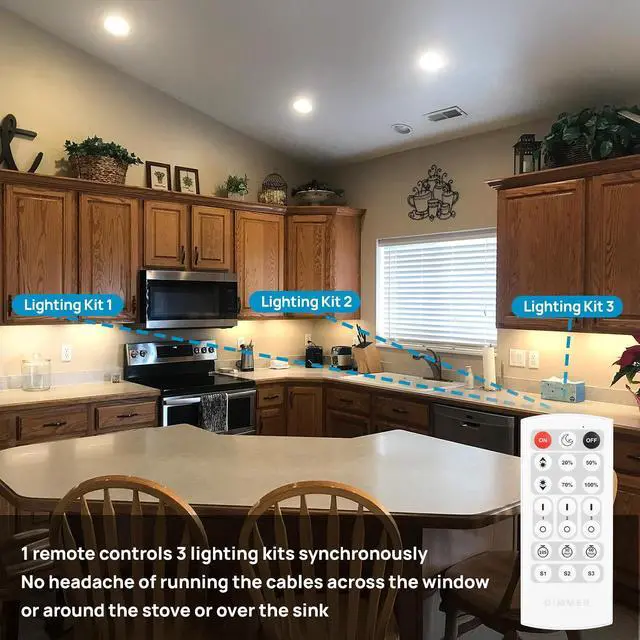 Alt view image 2 of 7 - Kitchen Under Cabinet Lights Plug in. Slim. Super Bright. 21W. Dimmable. 1 Remote Controls Multiple Lighting Kits Synchronously. for Kitchen Cabinet Light Counter Lights Warm White 3000K.