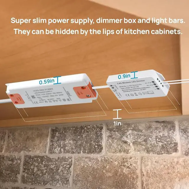 Alt view image 5 of 7 - Kitchen Under Cabinet Lights Plug in. Slim. Super Bright. 21W. Dimmable. 1 Remote Controls Multiple Lighting Kits Synchronously. for Kitchen Cabinet Light Counter Lights Warm White 3000K.