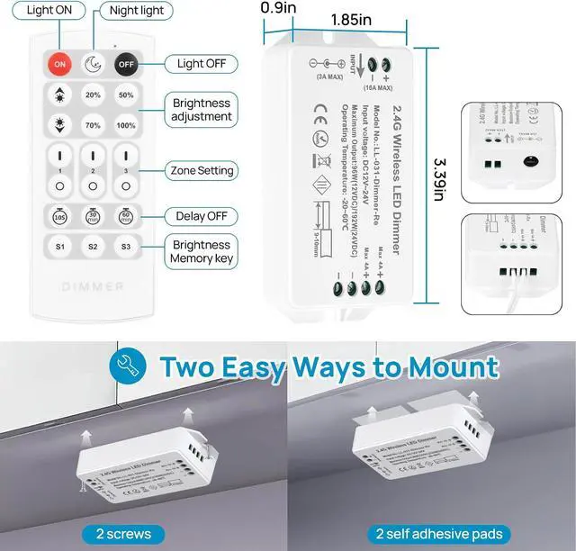 Alt view image 7 of 7 - Kitchen Under Cabinet Lights Plug in. Slim. Super Bright. 21W. Dimmable. 1 Remote Controls Multiple Lighting Kits Synchronously. for Kitchen Cabinet Light Counter Lights Warm White 3000K.