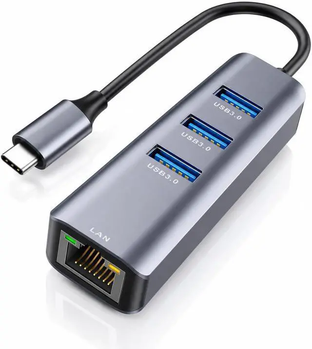 Main image of USB C to Ethernet Adapter 4-in-1 RJ45 to USB-C/Thunderbolt 3 to Gigabit Ethernet LAN Network Adapter for MacBook Pro/Air 2023/2024 iPad Pro iPhone 15/16 Pro/Max Chromebook XPS Surface Book