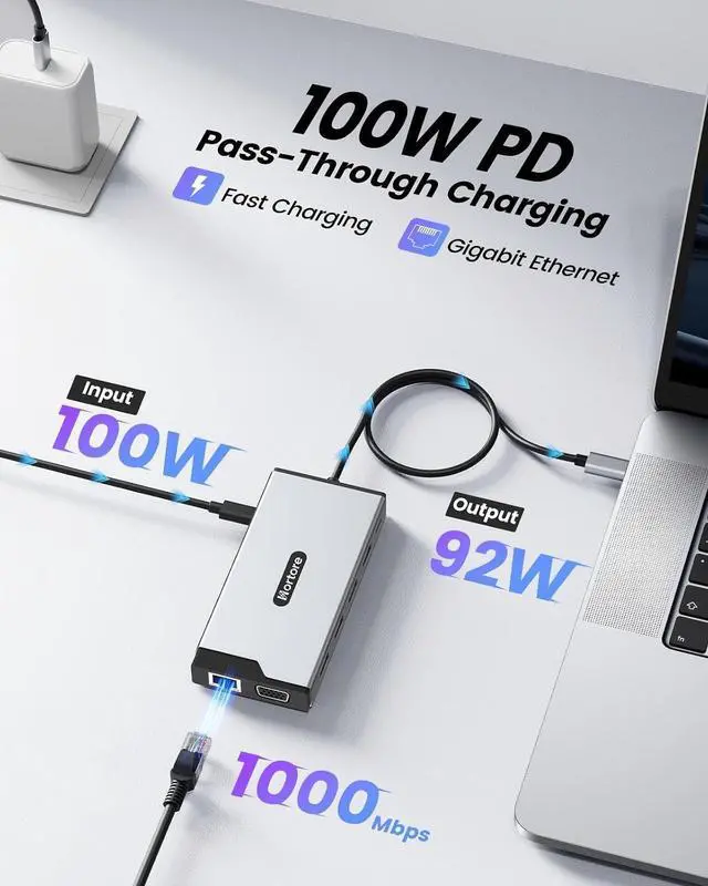 Alt view image 5 of 7 - USB C Hub, 12-in-1 Docking Station Dual Monitor with 2 HDMI, VGA, RJ45, 100W PD, USB-C Data,1 USB 3.0, 3 USB 2.0, SD/TF Card Reader, for MacBook/Dell/HP/Lenovo,Silver