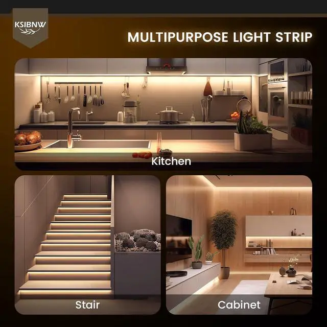 Alt view image 6 of 6 - COB LED Strip Lights 16.4ft/5m 12V LED Light Strip Neutral White 4000K Under Cabinet Lighting Super Bright Flexible Tape Lights for Bedroom Mirror Kitchen Living Room(Power Supply Not Included)