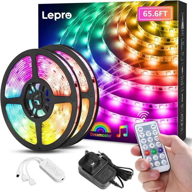Main image of LED Strip Lights 65.6ft Music Sync MagicColor Dreamcolor Light Strip with Remote Christmas Gifts for Men & Women 5050 RGB Lights for Bedroom Home Gaming Room Party Wall Decorations