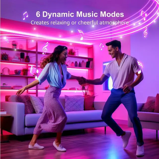 Alt view image 4 of 7 - LED Strip Lights 65.6ft Music Sync MagicColor Dreamcolor Light Strip with Remote Christmas Gifts for Men & Women 5050 RGB Lights for Bedroom Home Gaming Room Party Wall Decorations