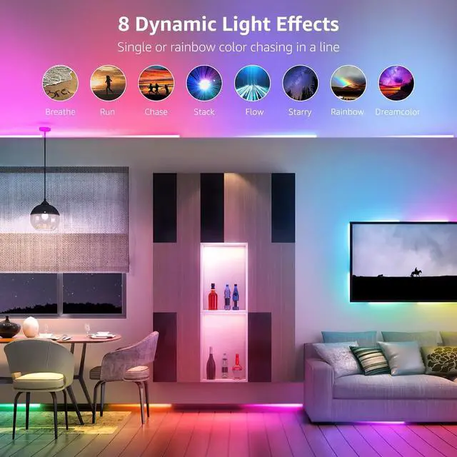 Alt view image 7 of 7 - LED Strip Lights 65.6ft Music Sync MagicColor Dreamcolor Light Strip with Remote Christmas Gifts for Men & Women 5050 RGB Lights for Bedroom Home Gaming Room Party Wall Decorations