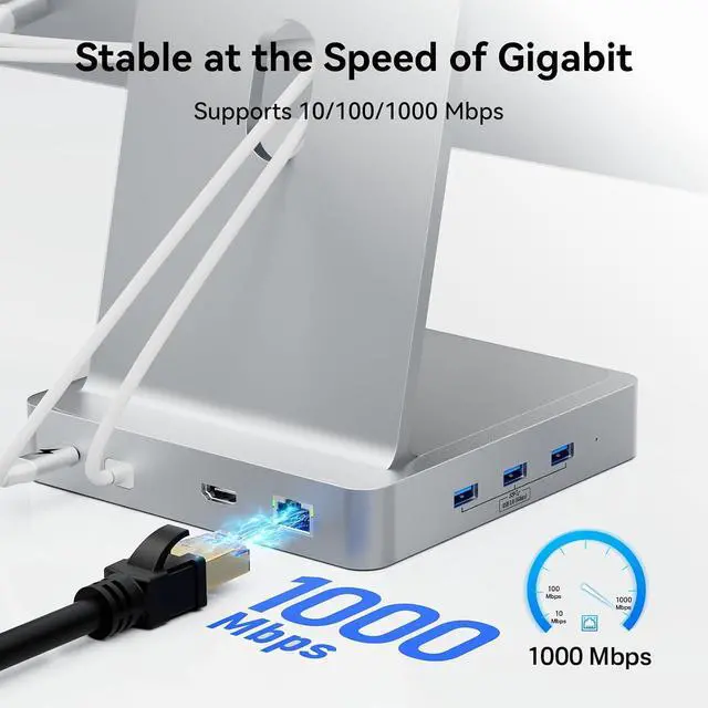 Alt view image 5 of 7 - 14-Port 10Gbps USB-C Hub for iMac 24 inch 2021/2023/2024 M1/M3/M4 5 USB-A & 2 USB-C 3.2 Ports 4K@60Hz HDMI 1Gbps Ethernet SD/TF Card Slot M.2 NVME Slot ( Not Included)