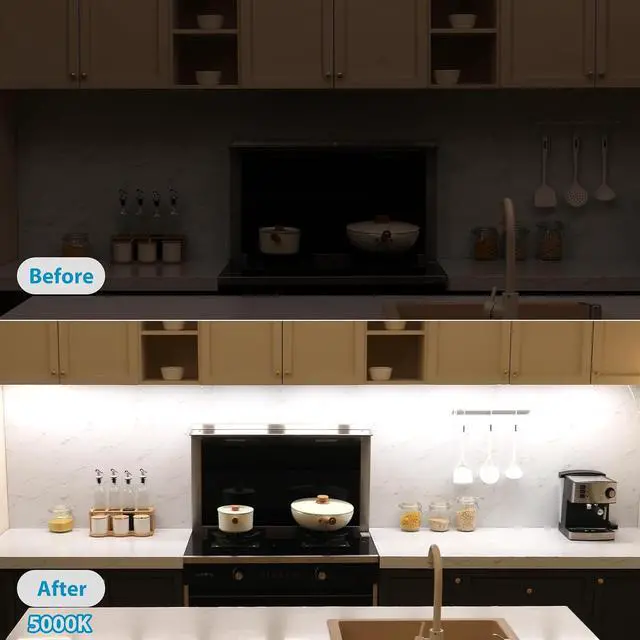 Alt view image 2 of 7 - Under Cabinet Lights Plug in 6 pcs 12 Inches LED Light Strip Bars. Super Bright Dimmable Linkable for Kitchen Counter Above Cabinets Shelf Workbench Desk Closet Lighting. Daylight 5000K