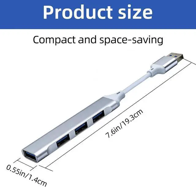 Alt view image 3 of 5 - USB Extender Hub 4 Ports USB Multiple Adapter Hub USB A Splitter for Laptop Xbox Flash Drive HDD Console Printer Camera Keyborad Mouse and More
