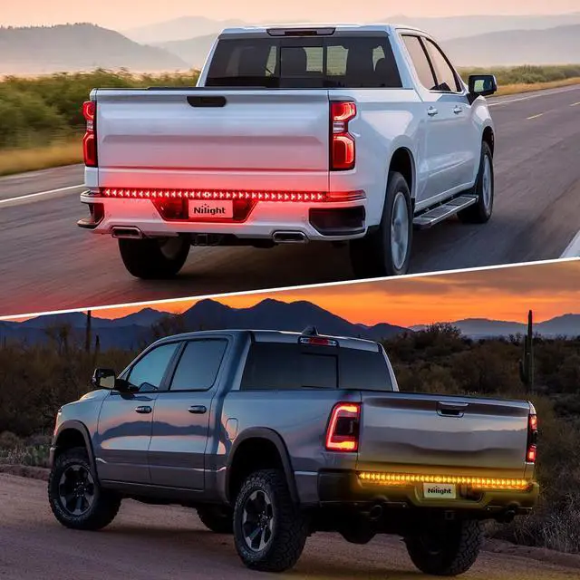 Alt view image 7 of 7 - Truck Tailgate Light Strip 60Inch Arrow 540 LED with Red Running Brake Lights Amber Turn Signals Strobe Lights