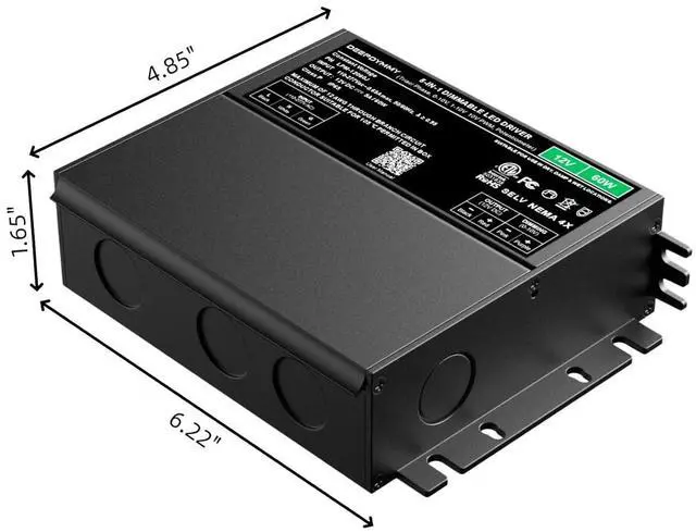 Alt view image 2 of 7 - 12V LED Driver Dimmable 60W ETL Listed | 5-in-1(Triac/ELV/MLV/0-10V/PWM) smooth flicker-free for LED strip lights Lutron/Leviton compatible 110-277VAC input