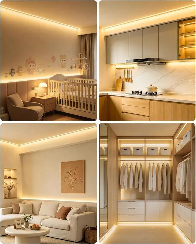 Alt view image 4 of 7 - COB LED Strip Light 16.4FT 3000K Warm White LED Rope Lights 24V Super Bright Dimmable Flexible LED Tape Light with APP Remote Control for TV Backlight Bedroom Cabinet Kitchen DIY Lighting