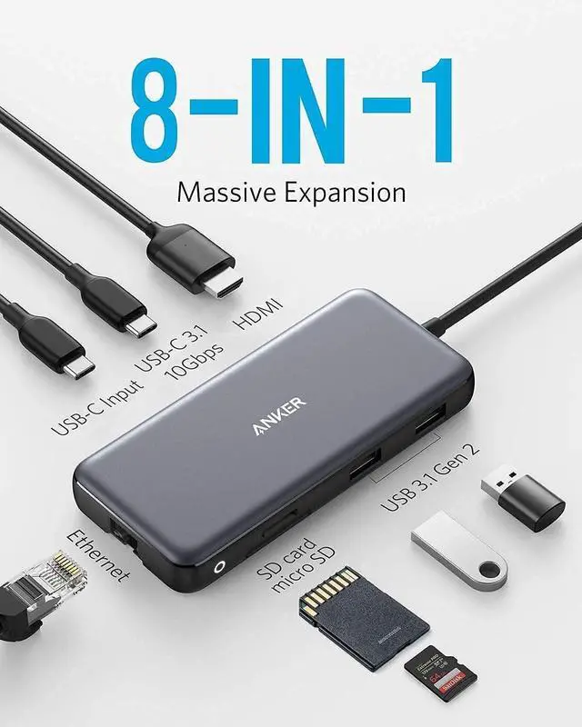 Main image of 555 USB-C Hub (8-in-1) with USB-C to DisplayPort Adapter