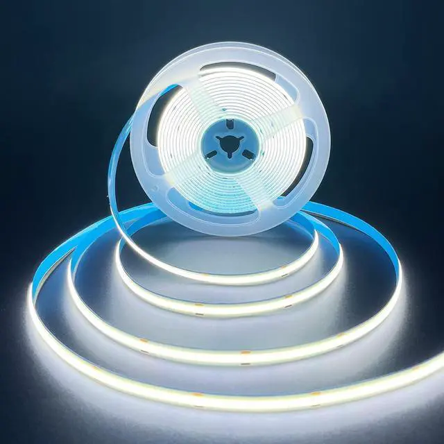 Main image of COB LED Strip Lights White 6000k DC24V 480leds/M 16.4ft Super Bright CRI90 Flexible LED Tape Lights 8mm for Indoor Home Cabinetedroom Kitchen Backlight DIY Lighting(Without Adapter)