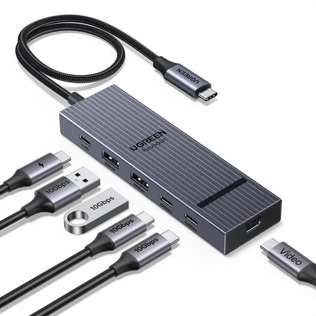 Main image of Revodok USB-C Hub 4K@60Hz Video Adapter 10Gbps 2×USB-A 3.2 + 2×USB-C 3.2 100W PD USB Hub Splitter Compatible with Portable Monitor MacBook Pro/Air iPad Pro Deck AR Glasses