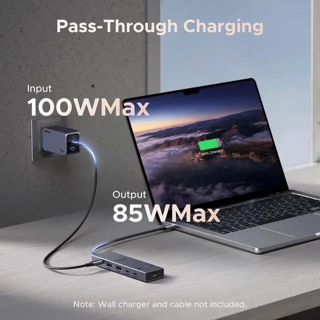 Alt view image 4 of 7 - Revodok USB-C Hub 4K@60Hz Video Adapter 10Gbps 2×USB-A 3.2 + 2×USB-C 3.2 100W PD USB Hub Splitter Compatible with Portable Monitor MacBook Pro/Air iPad Pro Deck AR Glasses