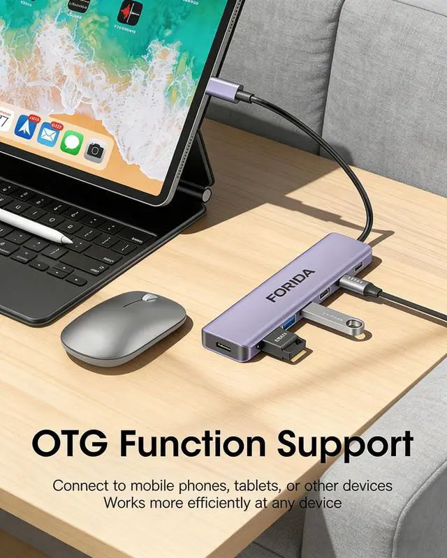 Alt view image 3 of 7 - Aluminum Alloy 10Gbps USB C Hub Portable 7-Port Multiport USBC Splitter 4 USB-C 3.2 2 USB 2.0 100W PD Fast Charging Port USB 3.2 HUB for Laptops MacBook iPad Surface Pro(Gray)