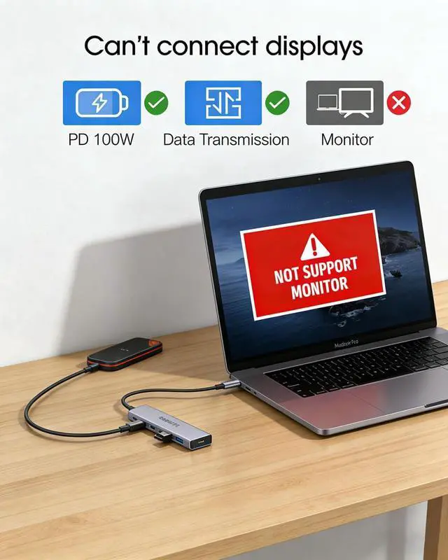 Alt view image 5 of 7 - Aluminum Alloy 10Gbps USB C Hub Portable 7-Port Multiport USBC Splitter 4 USB-C 3.2 2 USB 2.0 100W PD Fast Charging Port USB 3.2 HUB for Laptops MacBook iPad Surface Pro(Gray)