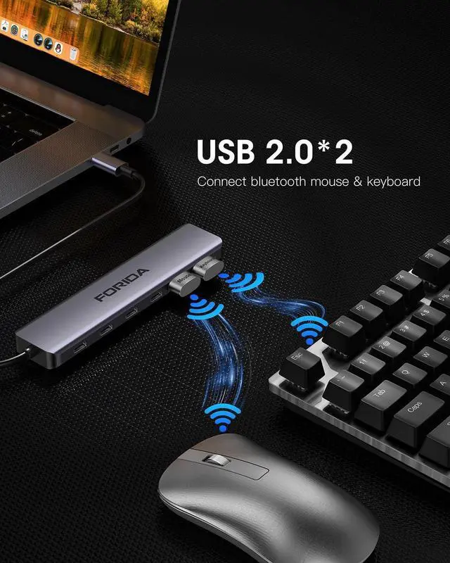 Alt view image 7 of 7 - Aluminum Alloy 10Gbps USB C Hub Portable 7-Port Multiport USBC Splitter 4 USB-C 3.2 2 USB 2.0 100W PD Fast Charging Port USB 3.2 HUB for Laptops MacBook iPad Surface Pro(Gray)