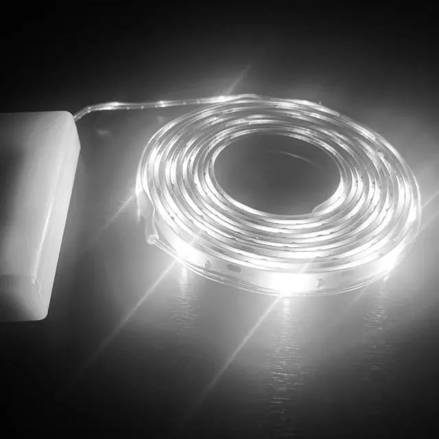 Main image of Battery Operated Led Strip Lights White Self-Adhesive Cuttable Waterproof 9.8FT 90Led Strip Lights for Kitchen Cabinet Cupboard PC TV Bedroom Shelves Decor