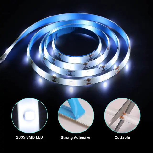 Alt view image 4 of 6 - Battery Operated Led Strip Lights White Self-Adhesive Cuttable Waterproof 9.8FT 90Led Strip Lights for Kitchen Cabinet Cupboard PC TV Bedroom Shelves Decor