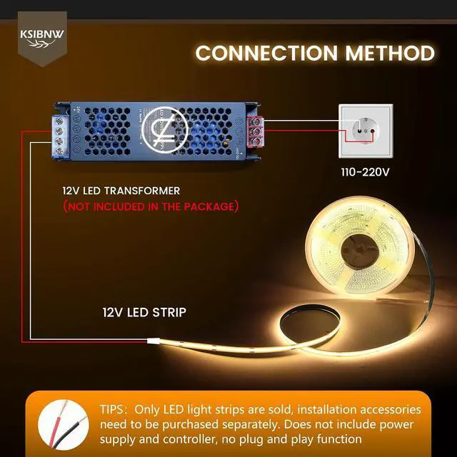 Alt view image 3 of 6 - COB LED Strip Lights 16.4ft/5m 12V LED Light Strip Neutral White 4000K Under Cabinet Lighting Super Bright Flexible Tape Lights for Bedroom Mirror Kitchen Living Room(Power Supply Not Included)