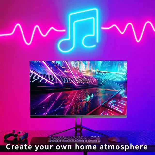 Alt view image 6 of 7 - Aroste 32.8-Foot RGB neon Light Strip Outdoor Waterproof IP67 Light Strip with Remote Control and APP Control Flexible Rope Light Suitable for bedrooms Gaming and Music-synced LED Light Strips.