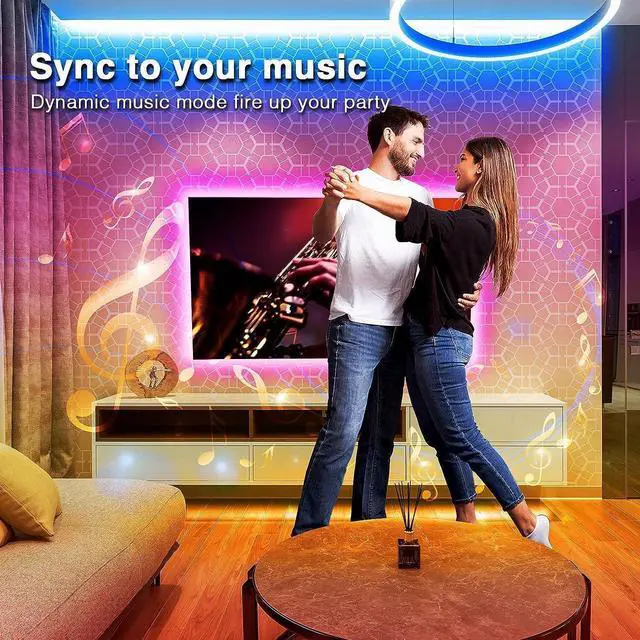 Alt view image 3 of 7 - LED Strip Lights 200ft Music Sync LED Lights Strip for Bedroom RGB Color Changing Bluetooth LED Lights with Remote Smart APP Control