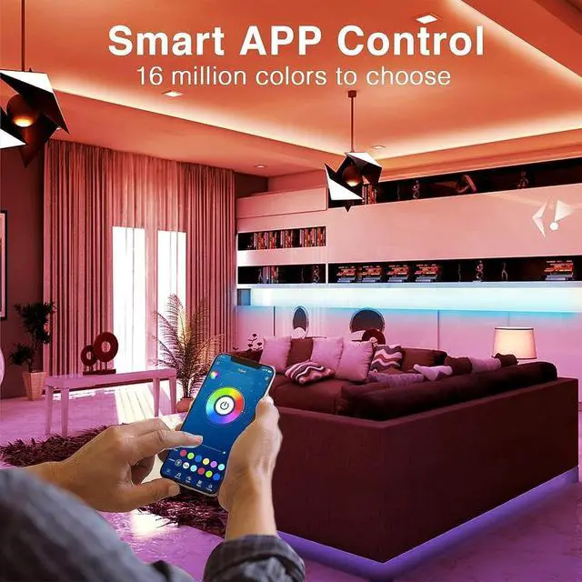 Alt view image 5 of 7 - LED Strip Lights 200ft Music Sync LED Lights Strip for Bedroom RGB Color Changing Bluetooth LED Lights with Remote Smart APP Control