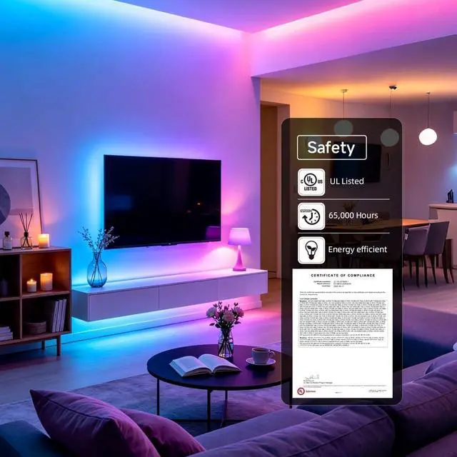 Alt view image 2 of 7 - RGB WS2811 Smart IC FCOB COB LED Strip UL Listed 576LEDs/m High Density Color Chasing Uniform Light DC12V 16.4FT 10mm Width Tape Light for Home Party DIY Decor(No Adapter or Controller)