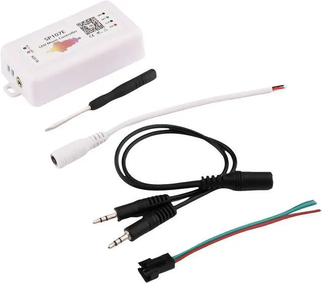 Alt view image 2 of 6 - SP107E LED Strip Controller Bluetooth Music LED Controller with AUX & Mic ?Support WS2811 WS2812B SK6812-RGBW APA102 DMX512 ?960 Pixels Max ?DC5V-24V for Addressable Strip/Matrix Panel