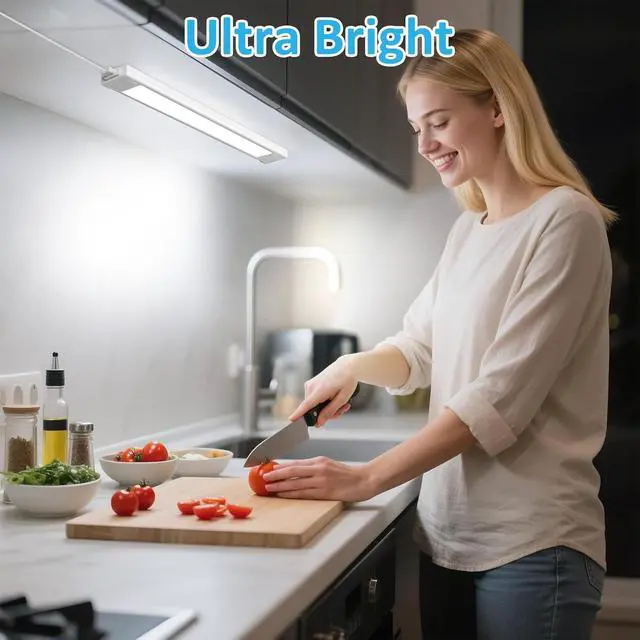 Alt view image 2 of 6 - Under Cabinet Lighting Plug in 14 Inch Linkable Ultra Bright LED Light Bar Renter Friendly Lamp Wired Indoor Lights for Kitchen Cabinet Counter Workbench Desk Shelf Cool White