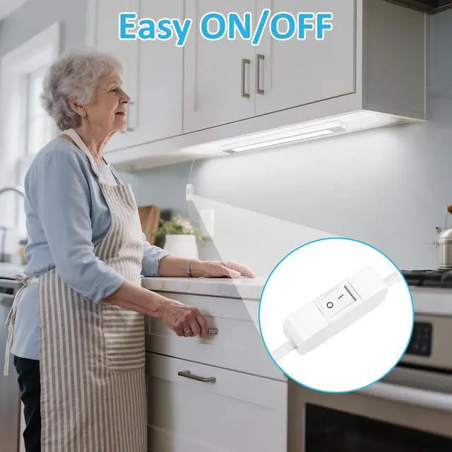 Alt view image 3 of 6 - Under Cabinet Lighting Plug in 14 Inch Linkable Ultra Bright LED Light Bar Renter Friendly Lamp Wired Indoor Lights for Kitchen Cabinet Counter Workbench Desk Shelf Cool White