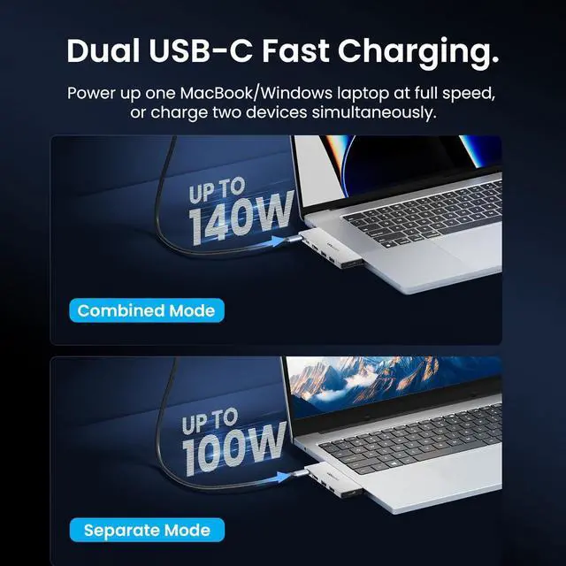 Alt view image 6 of 7 - USB C Hub for MacBook Neo/Air/PRO 80Gbps Detachable Magnetic 8K USB-C Dock with 4K@240Hz HDMI 140W MAX PD SD/TF Reader for Laptops/ipad Charging Multiport Adapter(Silver)