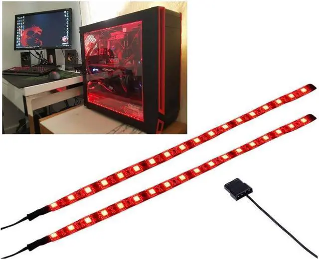 Main image of DS LED Light Strip RED Computer Lighting with Magnetic for PC Case Lighting Kit (2Pack 30CM Molex Connector S Seriesed)