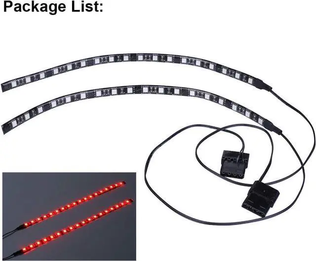 Alt view image 7 of 7 - DS LED Light Strip RED Computer Lighting with Magnetic for PC Case Lighting Kit (2Pack 30CM Molex Connector S Seriesed)