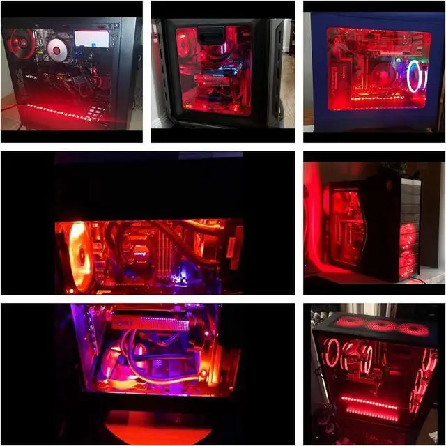 Alt view image 6 of 7 - DS LED Light Strip RED Computer Lighting with Magnetic for PC Case Lighting Kit (2Pack 30CM Molex Connector S Seriesed)