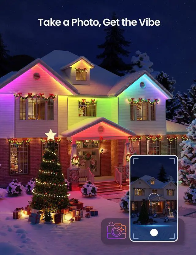 Alt view image 5 of 7 - SW1 AI Smart Outdoor LED Strip Lights - 49.2ft IP65 Waterproof RGBCW Light Strips 2700K-5700K Tunable Warm White APP Control(No Remote) 2.4G Wi-Fi Lights for Holiday Decor House Porch Eave