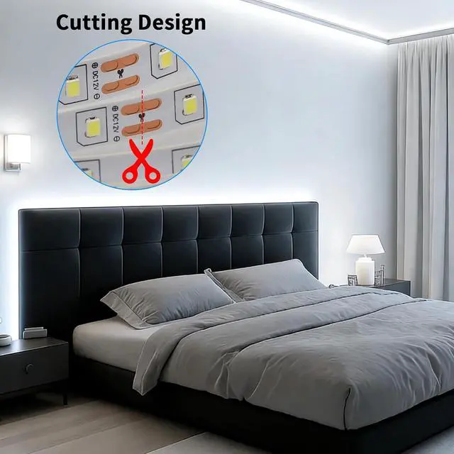 Alt view image 6 of 7 - Dimmable LED Strip Lights with Knob Dimmer 20ft 6500K Daylight White 360 LEDs 12V Flexible Bright Lights with Strong Adhesive for Kitchen Cabinet Mirror Bedroom Christmas Decor