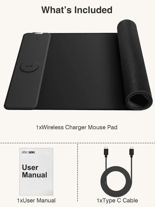 Alt view image 7 of 7 - Magnetic Wireless Charging Mouse Pad 31.5x15.8 Large Desk Mat | Waterproof Mousepad Smooth Glide Stitched Edge Non-Slip Rubber Base Desk Pad Computer Keyboard Mat No Adapter