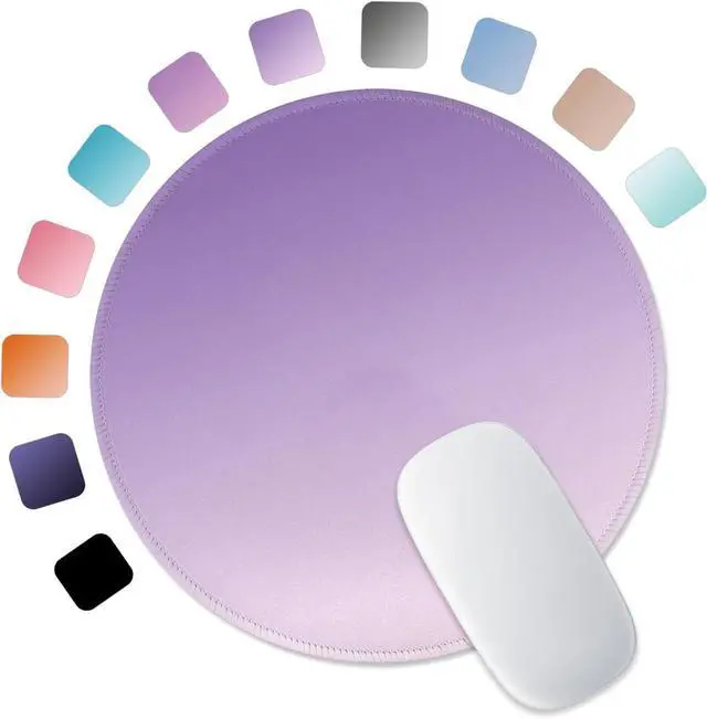 Main image of Mouse Pad Non-Slip Rubber Base Smooth Surface Stitched Edges Waterproof Durable Compatible with All Mice for Office & Gaming Desk Accessory Diameter 8.7 inch Lavender Gradient