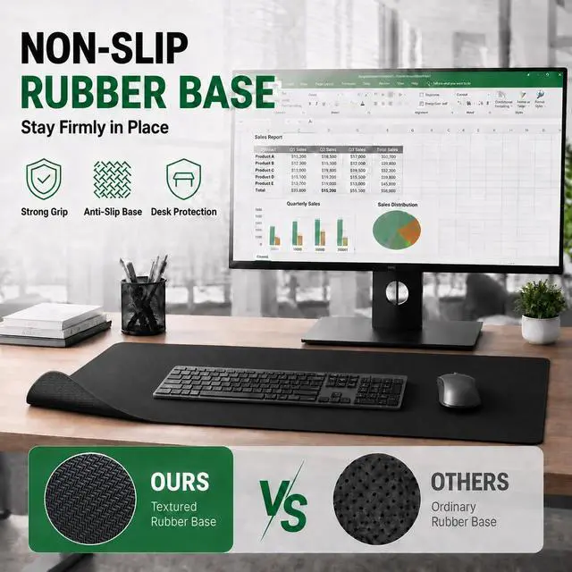 Alt view image 4 of 7 - Large Gaming Mouse Pad Desk Mat for Gamer 31.5 x 11.8 Black XL | Extended Size Design Superior Micro-Weave Cloth Non-Slip Rubber Base Durable Stitched Edges Water-Resistant Coating
