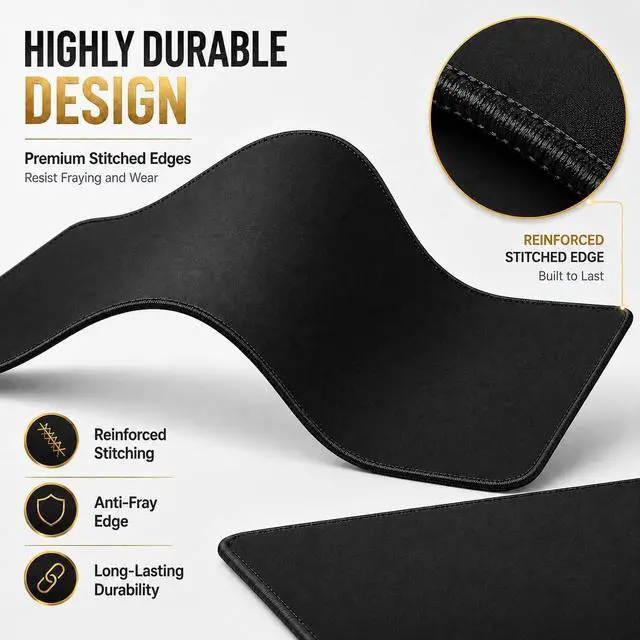 Alt view image 6 of 7 - Large Gaming Mouse Pad Desk Mat for Gamer 31.5 x 11.8 Black XL | Extended Size Design Superior Micro-Weave Cloth Non-Slip Rubber Base Durable Stitched Edges Water-Resistant Coating