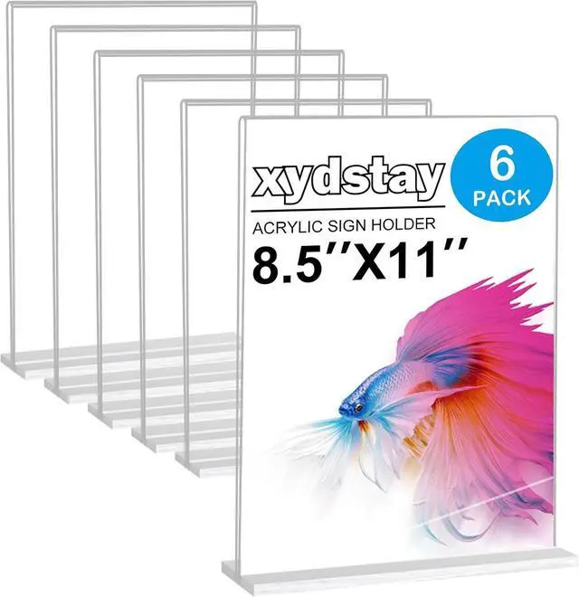 Alt view image 7 of 7 - 6pack Acrylic Sign Holder 8.5 X 11 Vertical T Shape Clear Plastic Sign Holder Menu Holder Table Display Stand for Restaurant Office School Store and Home Use