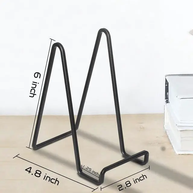 Alt view image 7 of 7 - 4 Pack 6 Inch Black Picture Stands for Display Square Plate Holder Display Stand Frame Stand for Picture Decorative Plate Photo Easel and Artistic Work