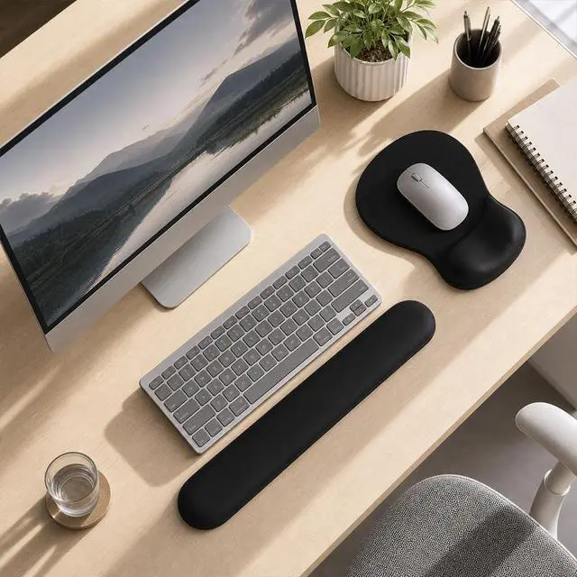 Alt view image 2 of 7 - ErgoComfort Gel Wrist Rest Mouse Pad-Ergonomic Office Mousepad with Wrist Support-Non-Slip Design Desk Accessories Mat for Home&Game Decor (01Black)