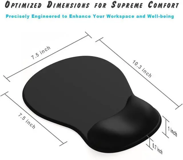 Alt view image 7 of 7 - ErgoComfort Gel Wrist Rest Mouse Pad-Ergonomic Office Mousepad with Wrist Support-Non-Slip Design Desk Accessories Mat for Home&Game Decor (01Black)