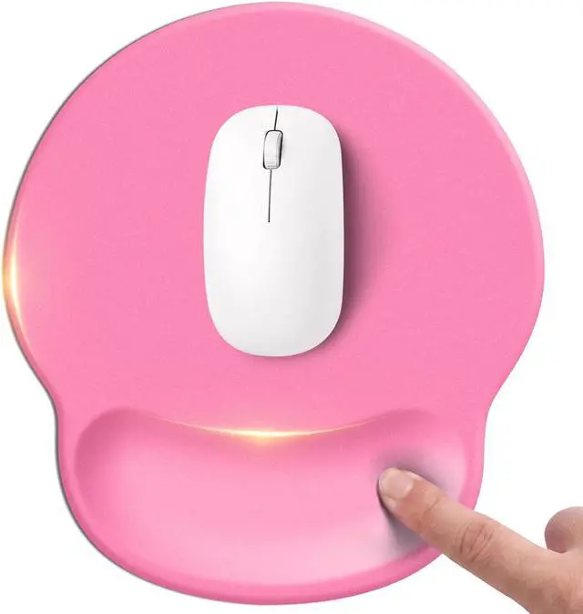 Main image of Pink Mouse pad with Wrist Rest Relieving Pain Memory Foam Computer pad Ergonomic Desktop Mouse Silicone Material Mouse pad with Non-Slip PU Base (Pink)
