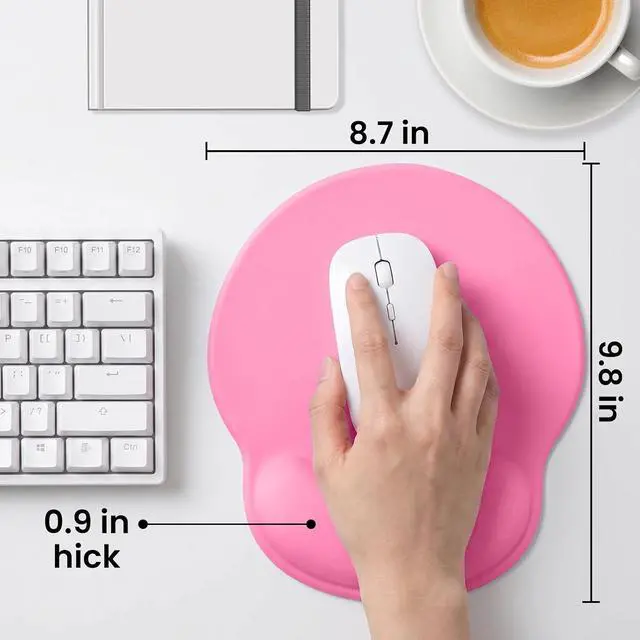 Alt view image 5 of 6 - Pink Mouse pad with Wrist Rest Relieving Pain Memory Foam Computer pad Ergonomic Desktop Mouse Silicone Material Mouse pad with Non-Slip PU Base (Pink)