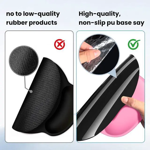 Alt view image 6 of 6 - Pink Mouse pad with Wrist Rest Relieving Pain Memory Foam Computer pad Ergonomic Desktop Mouse Silicone Material Mouse pad with Non-Slip PU Base (Pink)