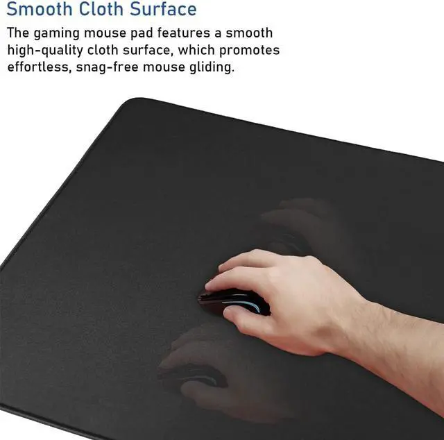 Alt view image 3 of 7 - Large Extended Gaming Mouse Pad with Stitched Edges 47.3 X 23.6 in Desk Pad Durable Non-Slip Natural Rubber Base Waterproof Computer Keyboard Mat for Esports Pros Gamer Desktop Black